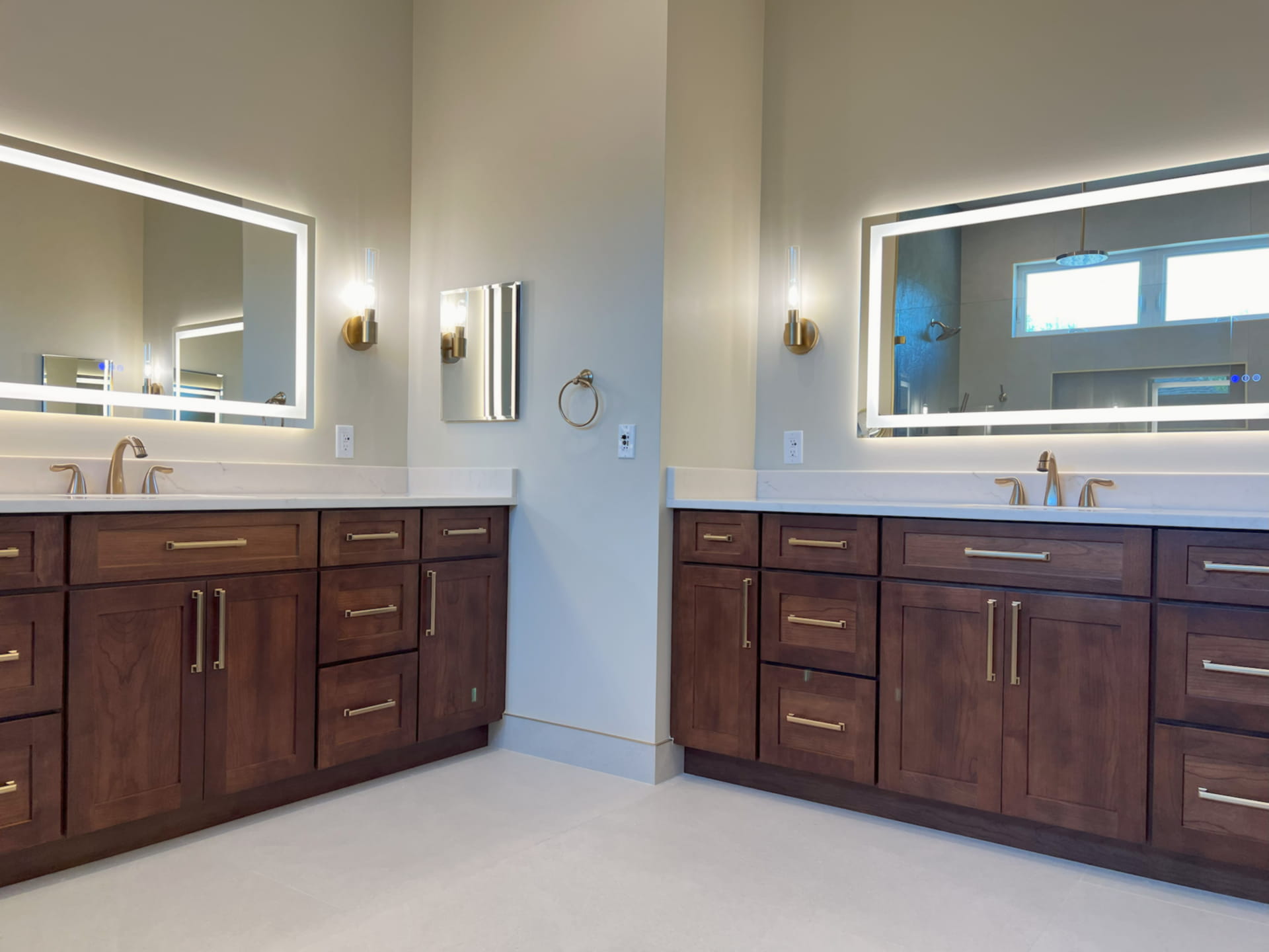 Master bedroom with walk-in closet and elegant fixtures